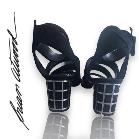 B Brian Atwood Baily suede block cage heel sandals - Picture 4 of 4